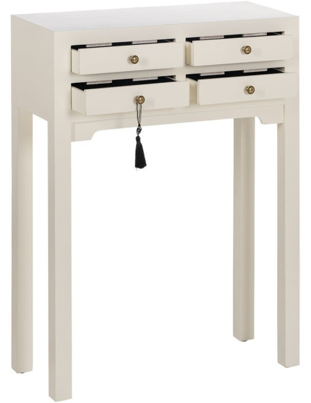 Console Rectangulaire 4 tiroirs en Bois de sapin Blanc Oriente - 6