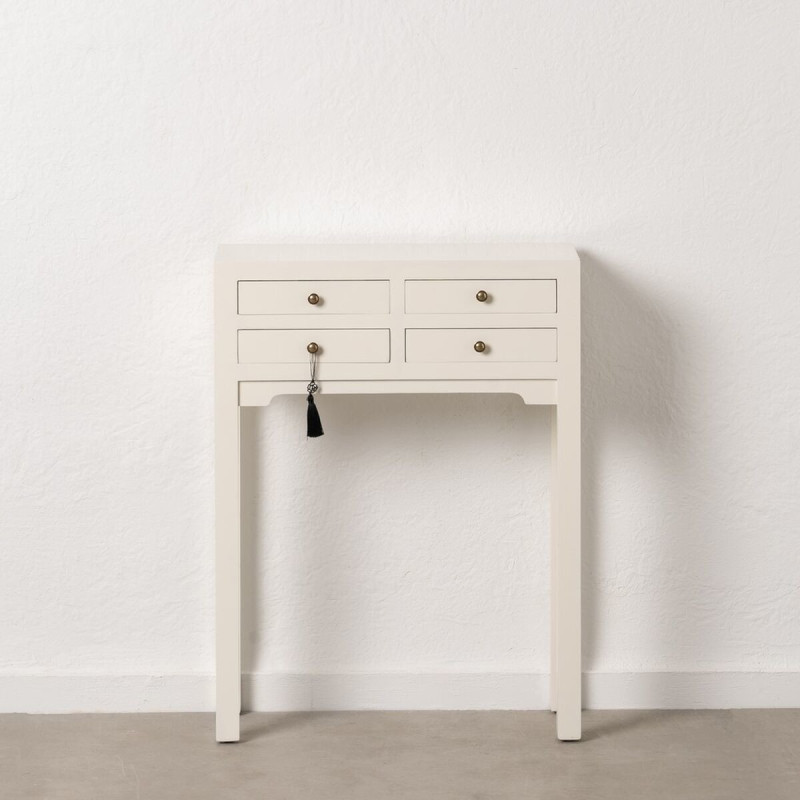 Console Rectangulaire 4 tiroirs en Bois de sapin Blanc Oriente - 7