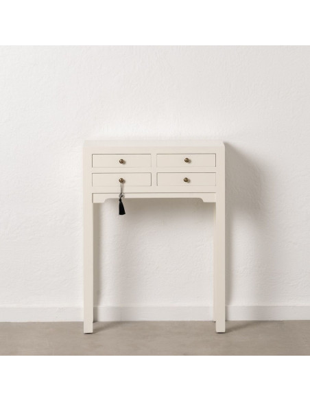 Console Rectangulaire 4 tiroirs en Bois de sapin Blanc Oriente - 7