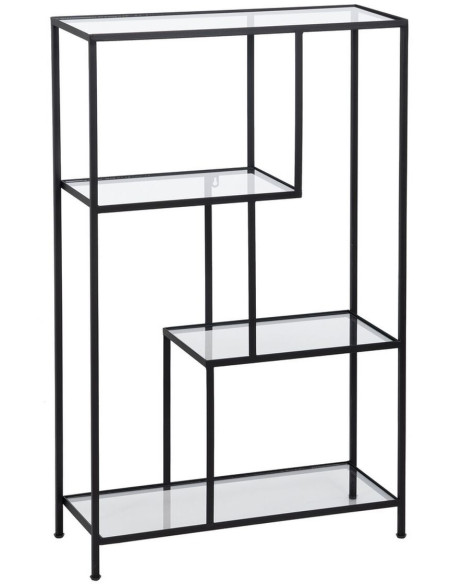 Étagère 6 niveaux en Métal Noir Verre Transparent Square - 1