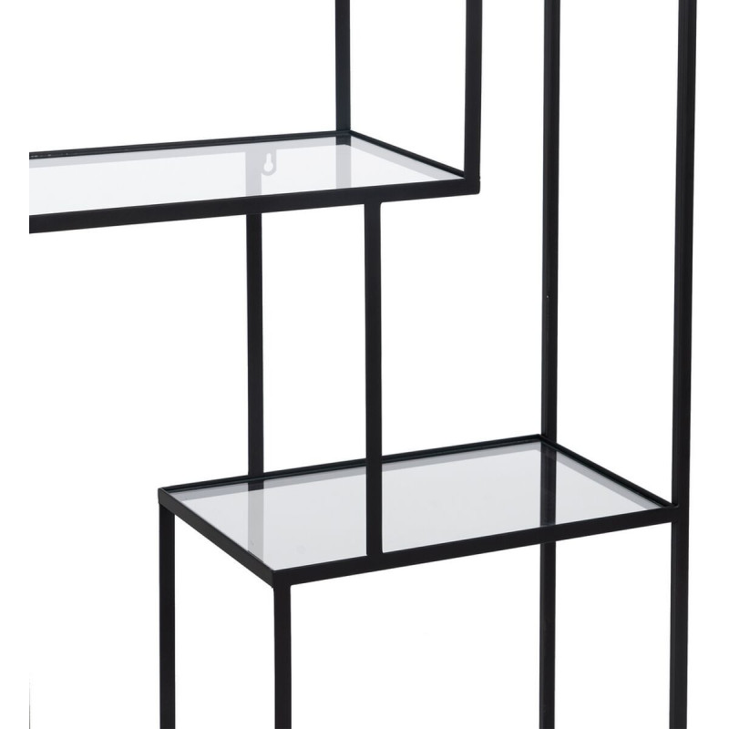 Étagère 6 niveaux en Métal Noir Verre Transparent Square - 6