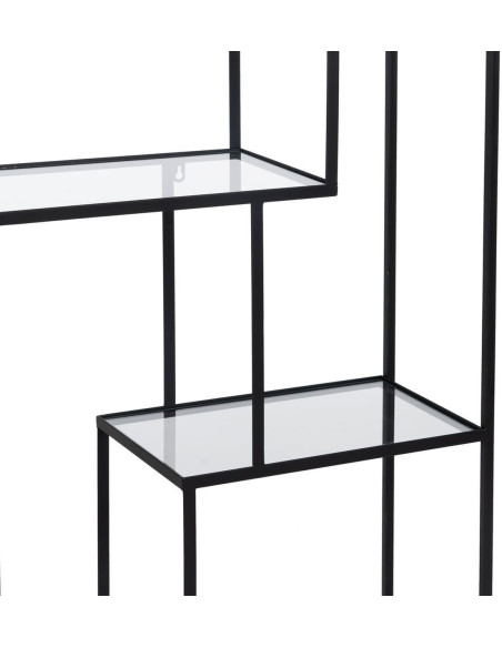 Étagère 6 niveaux en Métal Noir Verre Transparent Square - 6