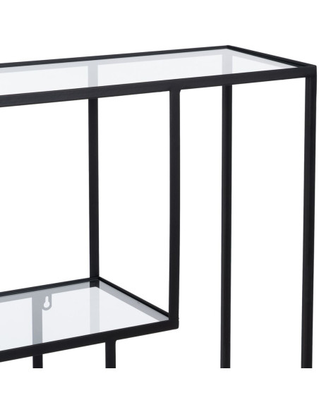 Étagère 6 niveaux en Métal Noir Verre Transparent Square - 7