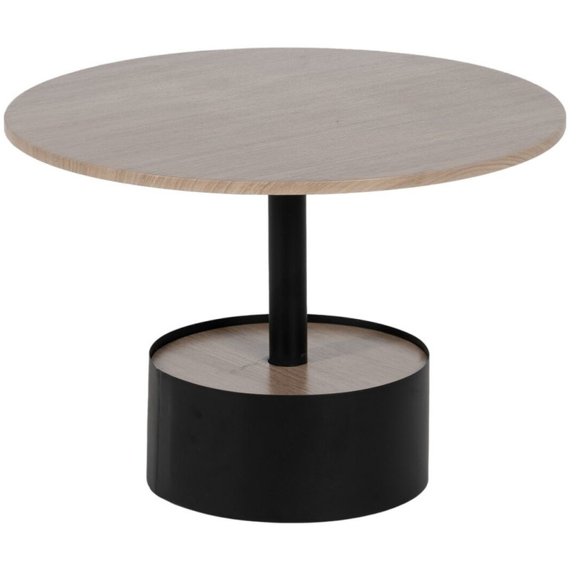 Table basse Ronde 65 cm en Bois Naturel Métal Noir Helena - 1