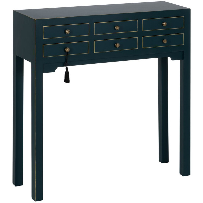 Console Rectangulaire 6 tiroirs en Bois de sapin Bleu Oriente - 1