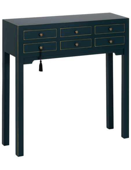 Console Rectangulaire 6 tiroirs en Bois de sapin Bleu Oriente - 1