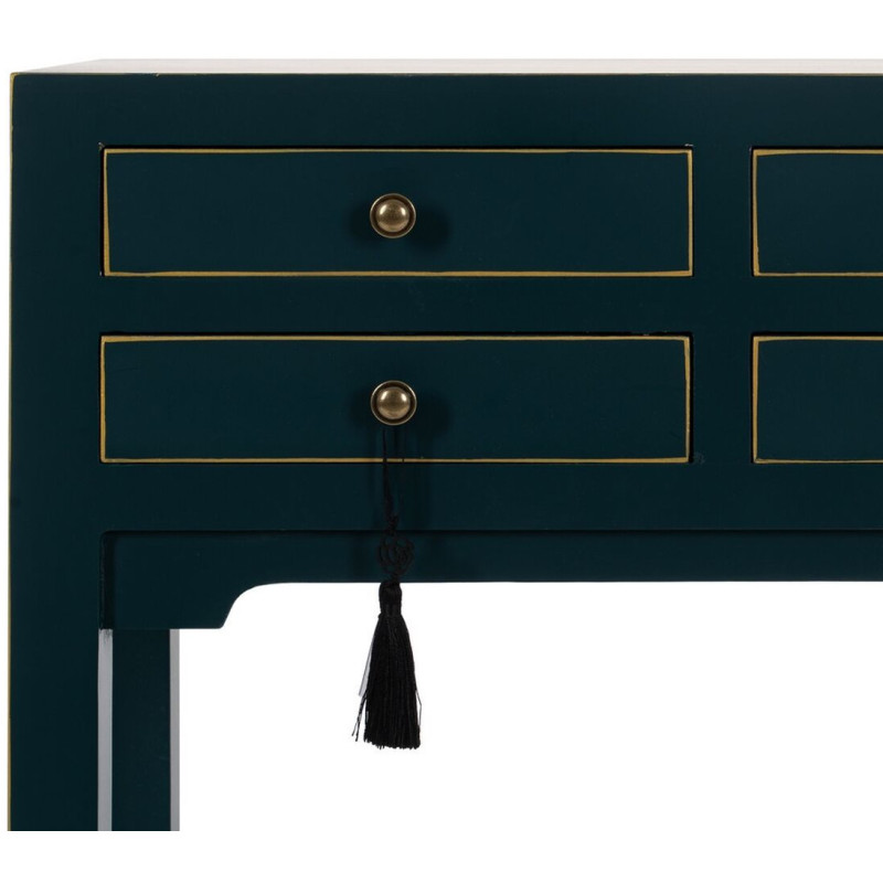 Console Rectangulaire 6 tiroirs en Bois de sapin Bleu Oriente - 2