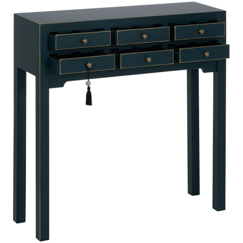 Console Rectangulaire 6 tiroirs en Bois de sapin Bleu Oriente - 3