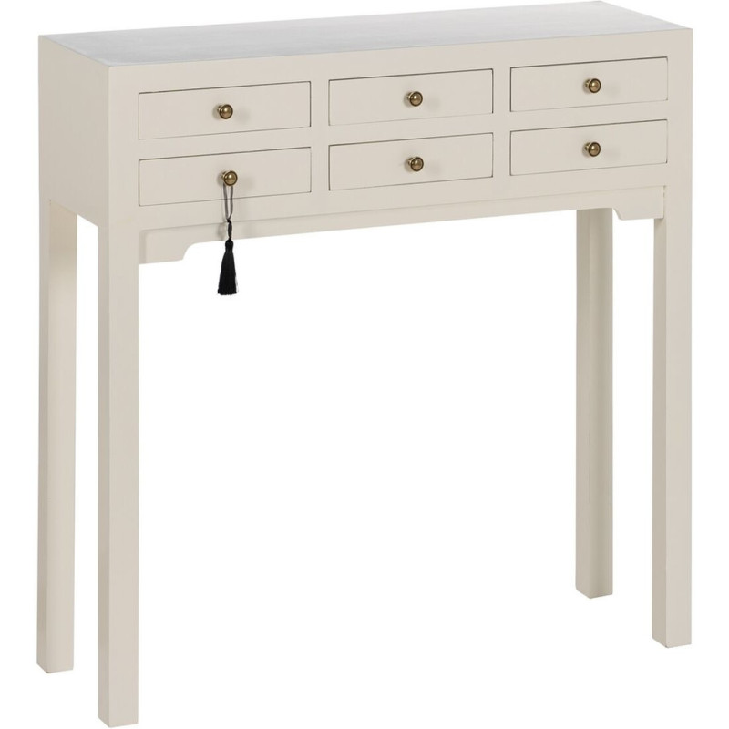 Console Rectangulaire 6 tiroirs en Bois de sapin Blanc Oriente - 1