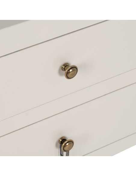 Console Rectangulaire 6 tiroirs en Bois de sapin Blanc Oriente - 5