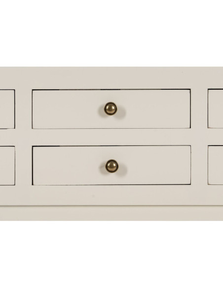 Console Rectangulaire 6 tiroirs en Bois de sapin Blanc Oriente - 6