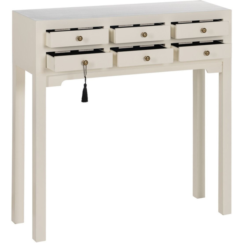 Console Rectangulaire 6 tiroirs en Bois de sapin Blanc Oriente - 8