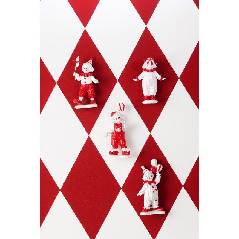 Statuettes déco Clowns Joueurs Hauteur 16 cm en Résine Rouge Blanc Circusio (Lot de 2) - 2