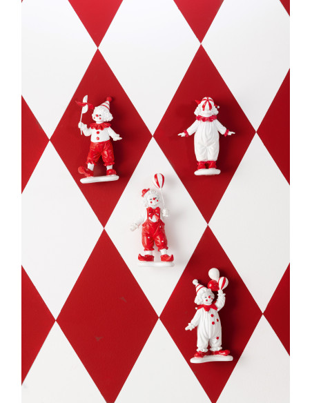 Statuettes déco Clowns Joueurs Hauteur 19 cm en Résine Rouge Blanc Circusio (Lot de 2) - 2