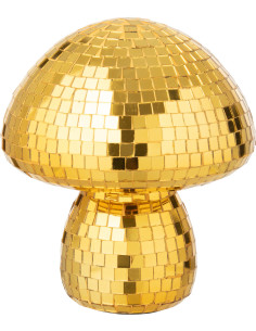 Champignon déco Boule à facettes Hauteur 23 cm en Miroir Doré Disco - 1
