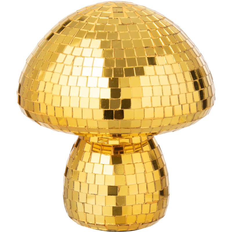 Champignon déco Boule à facettes Hauteur 23 cm en Miroir Doré Disco - 1