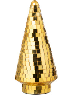 Sapin de Noël déco Boule à facettes Hauteur 23 cm en Miroir Doré Disco - 1