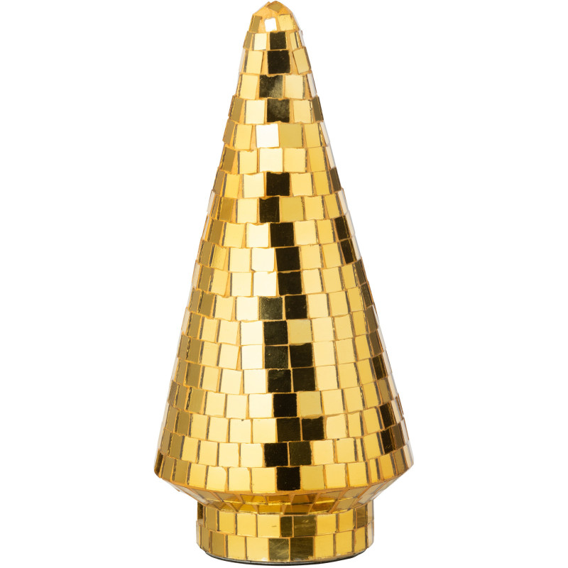 Sapin de Noël déco Boule à facettes Hauteur 23 cm en Miroir Doré Disco - 1