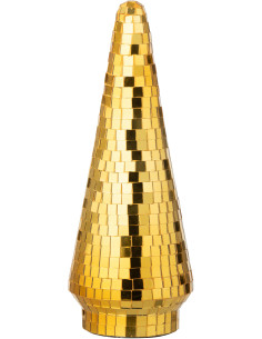 Grand Sapin de Noël déco Boule à facettes Hauteur 33 cm en Miroir Doré Disco - 1