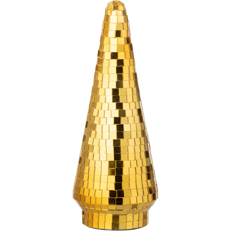 Grand Sapin de Noël déco Boule à facettes Hauteur 33 cm en Miroir Doré Disco - 1