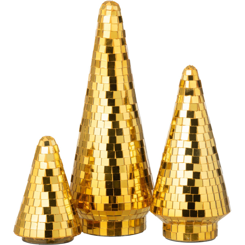 Grand Sapin de Noël déco Boule à facettes Hauteur 33 cm en Miroir Doré Disco - 2