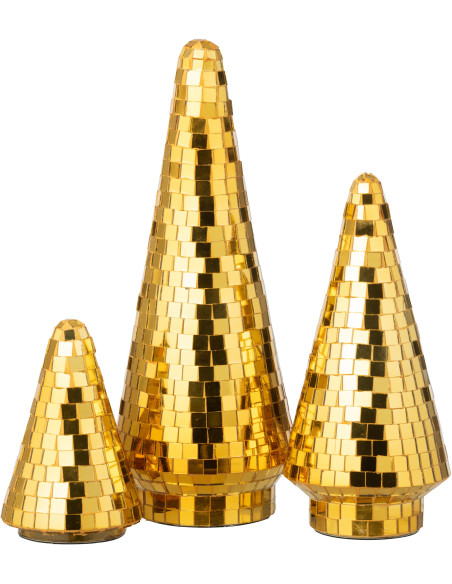 Grand Sapin de Noël déco Boule à facettes Hauteur 33 cm en Miroir Doré Disco - 2