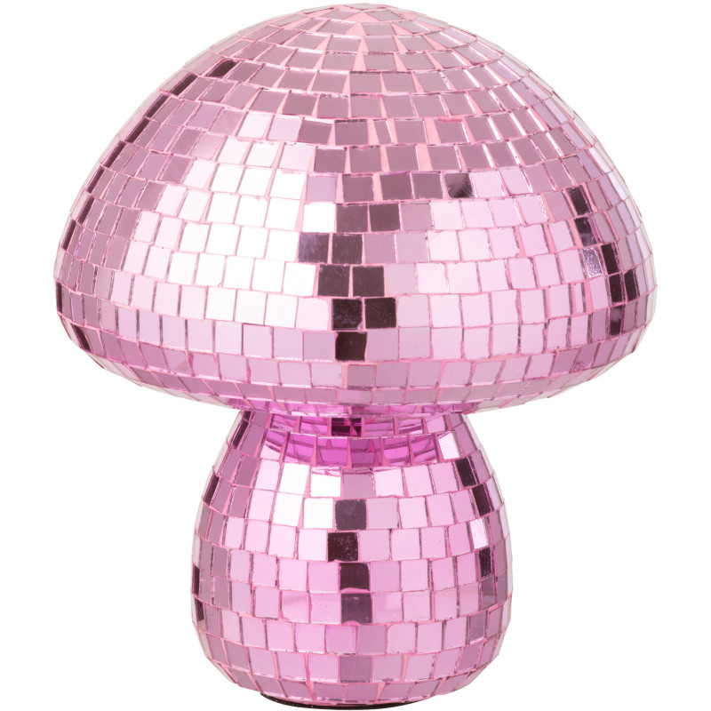 Champignon déco Boule à facettes Hauteur 23 cm en Miroir Rose Disco - 1