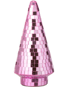 Sapin de Noël déco Boule à facettes Hauteur 23 cm en Miroir Rose Disco - 1