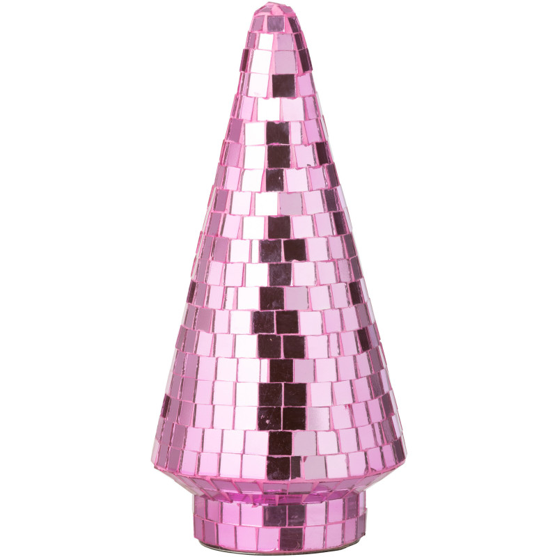 Sapin de Noël déco Boule à facettes Hauteur 23 cm en Miroir Rose Disco - 1