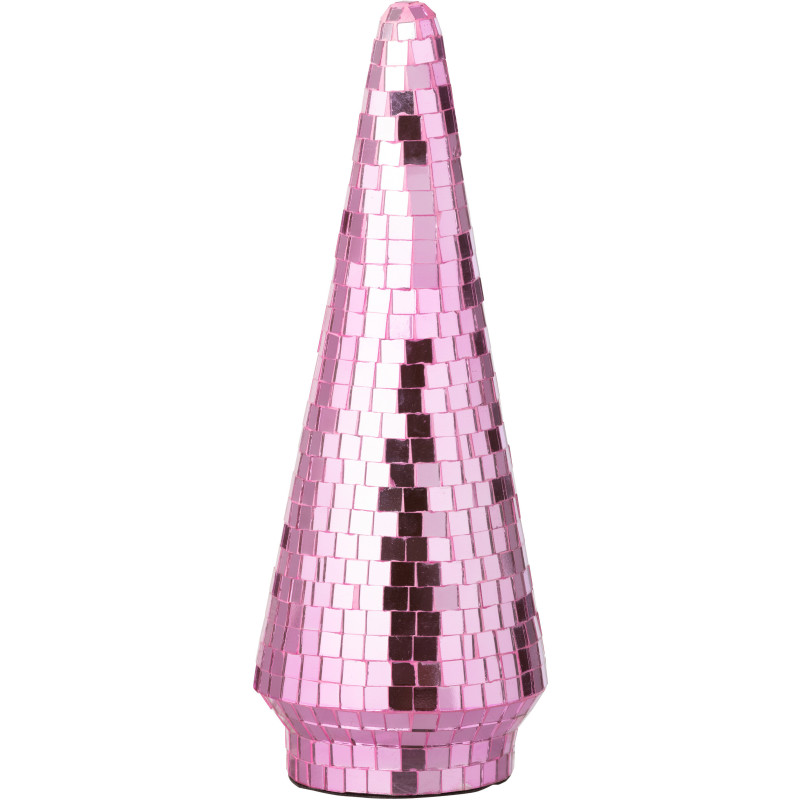 Grand Sapin de Noël déco Boule à facettes Hauteur 33 cm en Miroir Rose Disco - 1