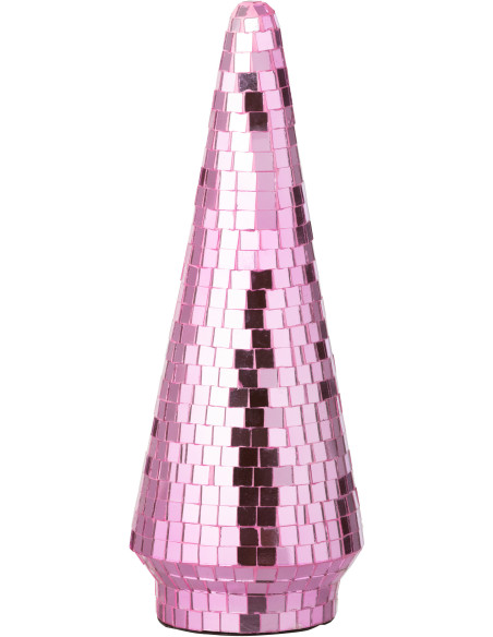 Grand Sapin de Noël déco Boule à facettes Hauteur 33 cm en Miroir Rose Disco - 1