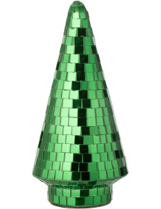 Sapin de Noël déco Boule à facettes Hauteur 23 cm en Miroir Vert Disco - 1