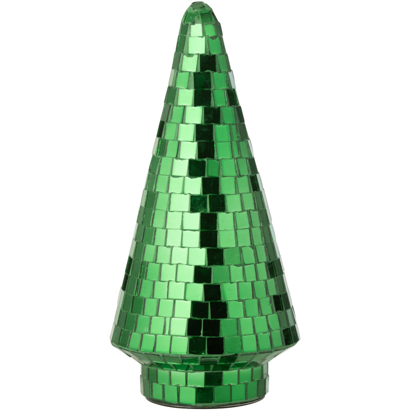 Sapin de Noël déco Boule à facettes Hauteur 23 cm en Miroir Vert Disco - 1