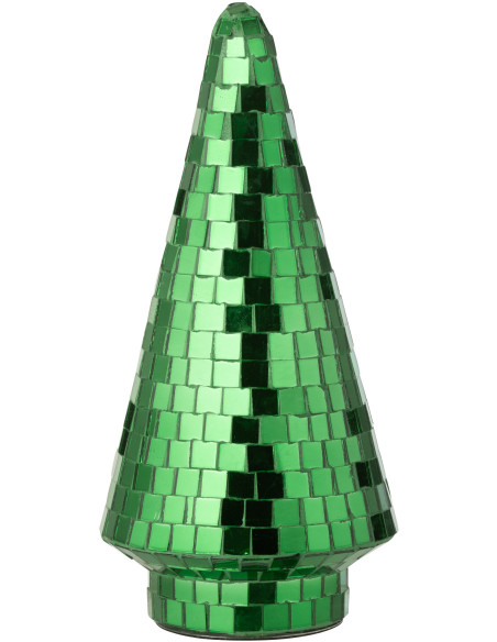 Sapin de Noël déco Boule à facettes Hauteur 23 cm en Miroir Vert Disco - 1