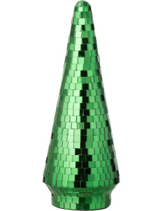 Grand Sapin de Noël déco Boule à facettes Hauteur 33 cm en Miroir Vert Disco - 1