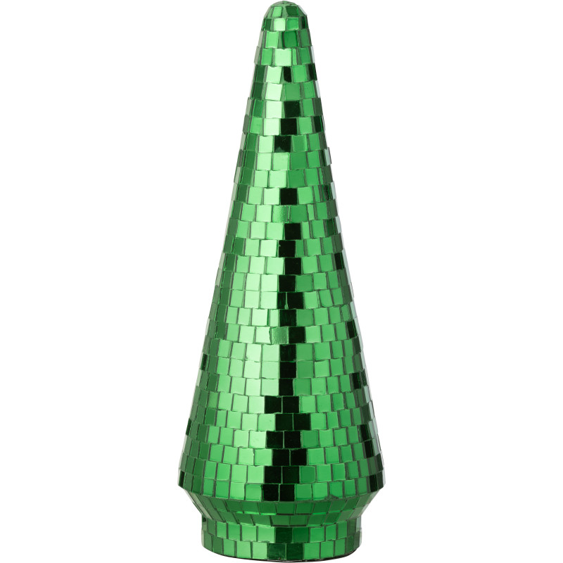 Grand Sapin de Noël déco Boule à facettes Hauteur 33 cm en Miroir Vert Disco - 1