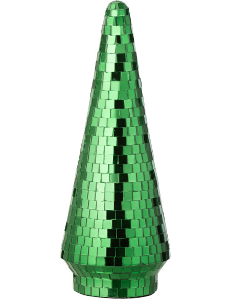 Grand Sapin de Noël déco Boule à facettes Hauteur 33 cm en Miroir Vert Disco - 1