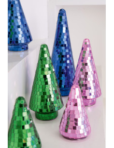 Grand Sapin de Noël déco Boule à facettes Hauteur 33 cm en Miroir Vert Disco - 2