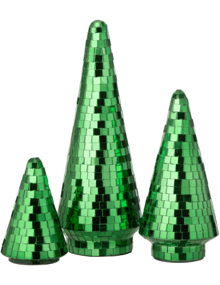 Grand Sapin de Noël déco Boule à facettes Hauteur 33 cm en Miroir Vert Disco - 3