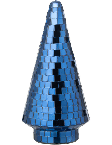 Sapin de Noël déco Boule à facettes Hauteur 23 cm en Miroir Bleu Disco - 1