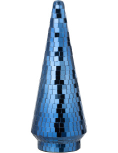 Grand Sapin de Noël déco Boule à facettes Hauteur 33 cm en Miroir Bleu Disco - 1