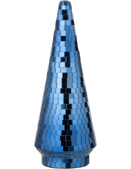 Grand Sapin de Noël déco Boule à facettes Hauteur 33 cm en Miroir Bleu Disco - 1