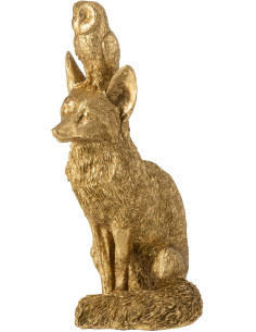 Statuette déco Renard et Hibou Hauteur 28 cm en Résine Doré Noctura - 1