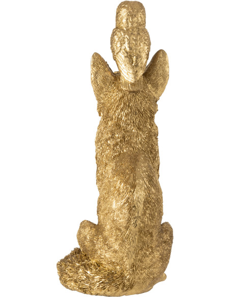 Statuette déco Renard et Hibou Hauteur 28 cm en Résine Doré Noctura - 3