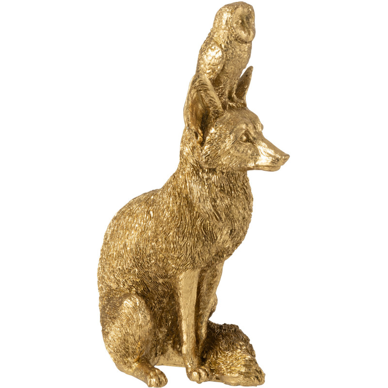 Statuette déco Renard et Hibou Hauteur 28 cm en Résine Doré Noctura - 4
