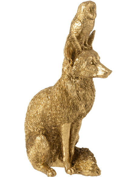 Statuette déco Renard et Hibou Hauteur 28 cm en Résine Doré Noctura - 4