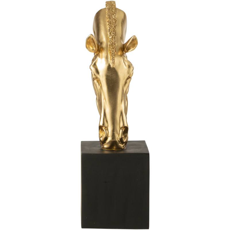 Statue déco moderne Tête de cheval Hauteur 44 cm en Résine Doré Noir Jazz - 2