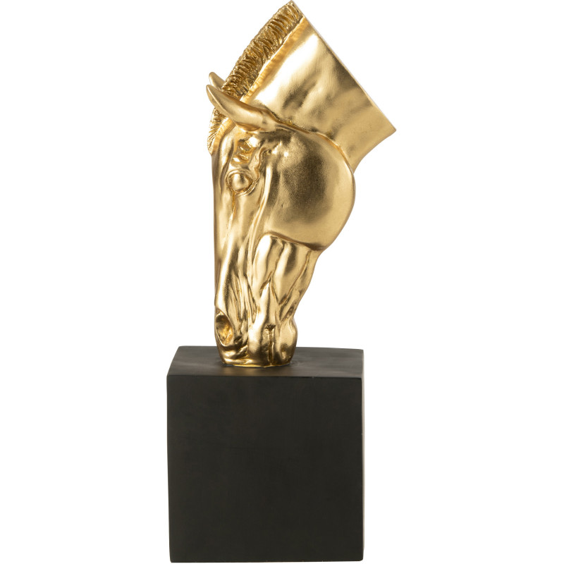 Statue déco moderne Tête de cheval Hauteur 44 cm en Résine Doré Noir Jazz - 3