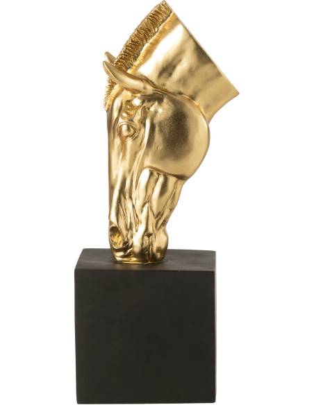 Statue déco moderne Tête de cheval Hauteur 44 cm en Résine Doré Noir Jazz - 3