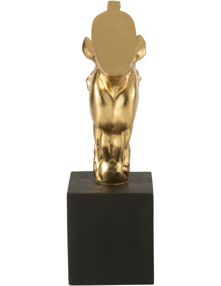 Statue déco moderne Tête de cheval Hauteur 44 cm en Résine Doré Noir Jazz - 4